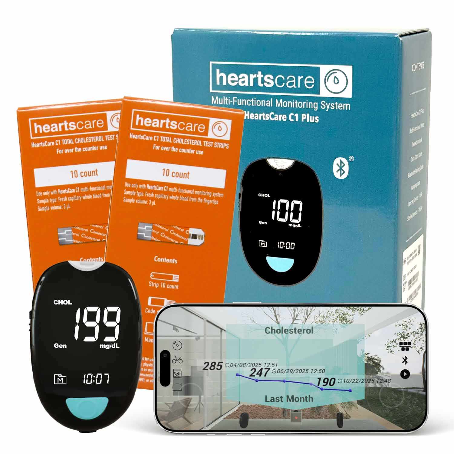 HeartsCare C1 Plus Total Cholesterol Meter Test Kit at Home with 20 strips HeartsCare C1 Plus Total Cholesterol Meter Test Kit at Home with 20 strips