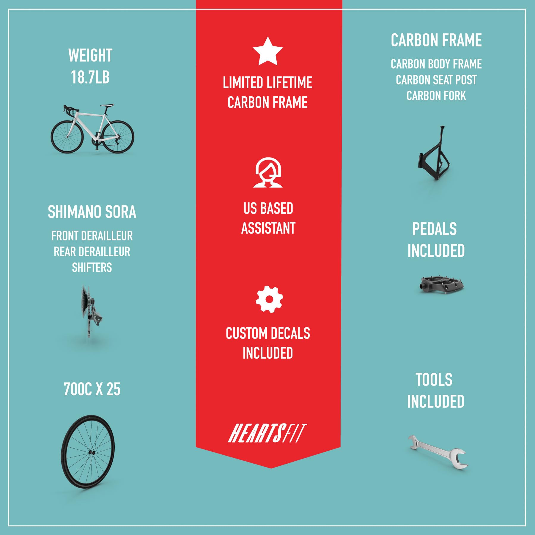 Modelo H - Bicicleta de carretera con cuadro de carbono Shimano Sora 18v