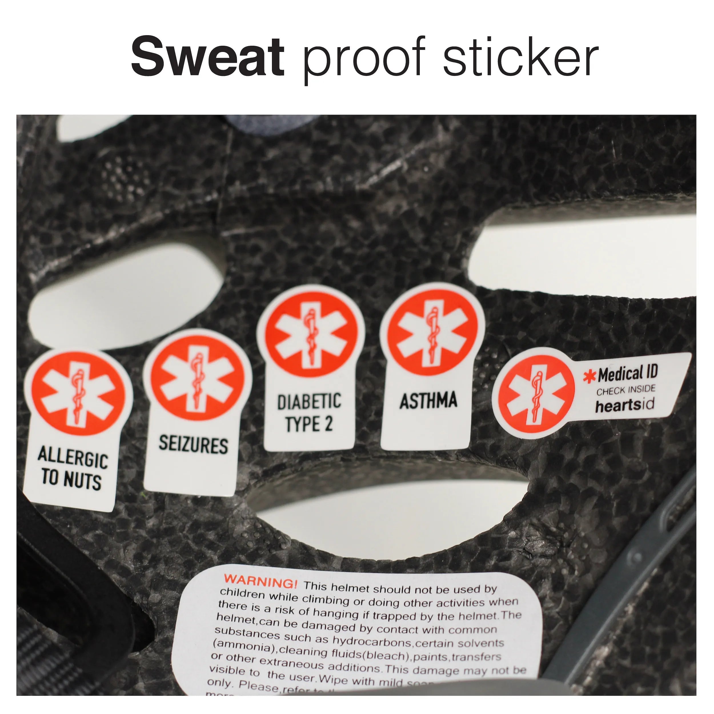HeartsFit - Bike Helmet with Health ID Card and Health Status Stickers HeartsID