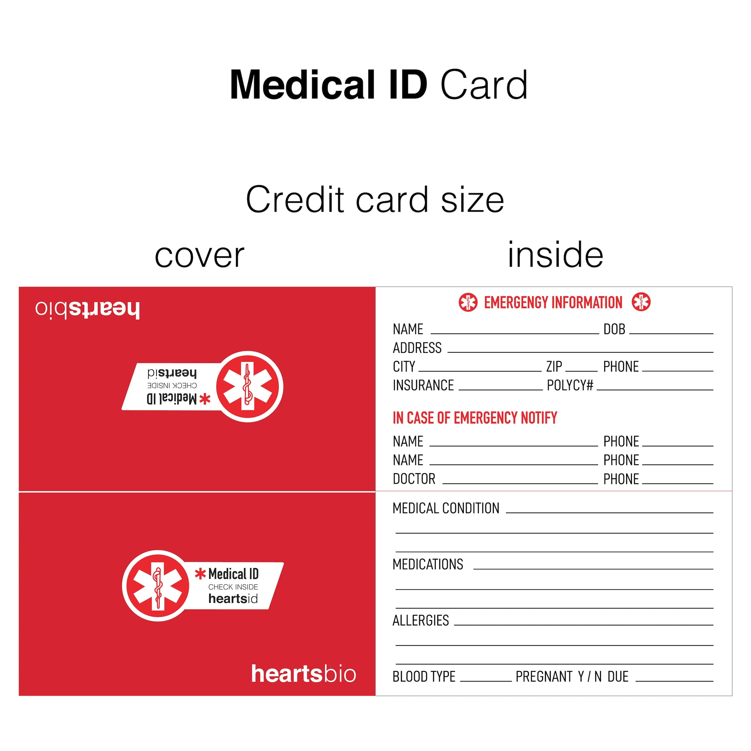 HeartsFit - Bike Helmet with Health ID Card and Health Status Stickers HeartsID
