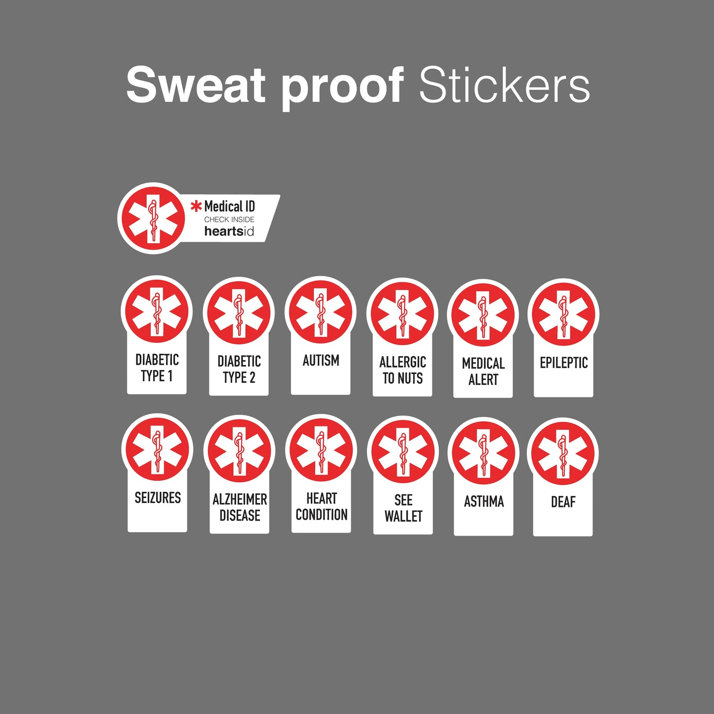 HeartsHelmet - Bike Helmet with Health ID Card and Health Status Stickers HeartsID