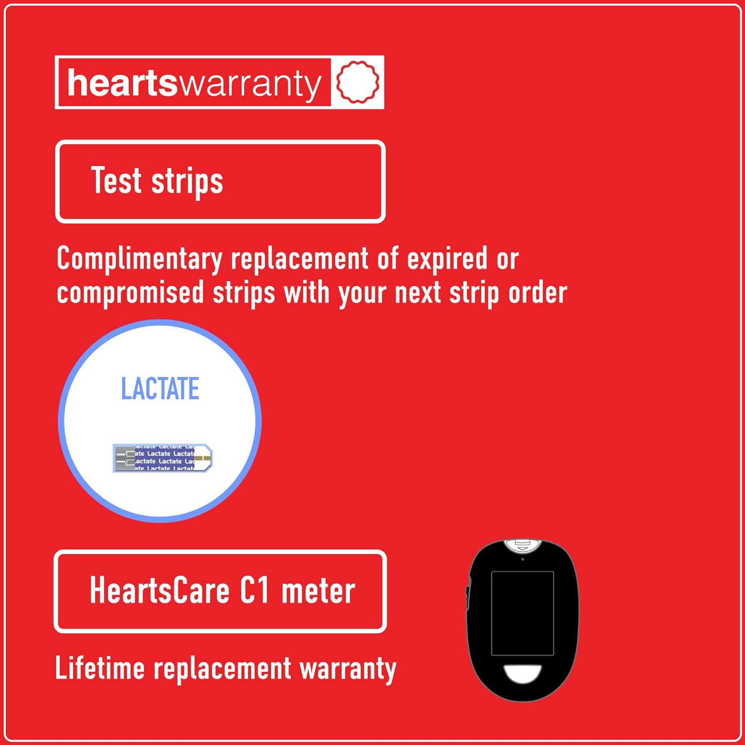 HeartsCare C1 - Lactate Test Strips (25 Counts)